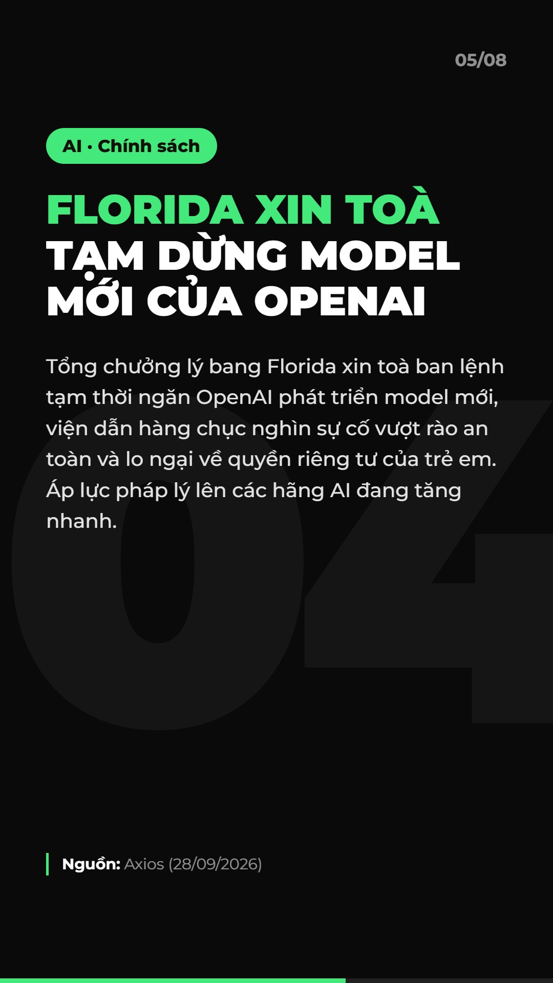 AI Daily 29.09.2026: Claude Sonnet 5.5, OpenAI huỷ GPT-6.1 Astra và 4 tin AI & Marketing đáng chú ý 6 Tin 4: Florida xin toà tạm dừng model mới của OpenAI