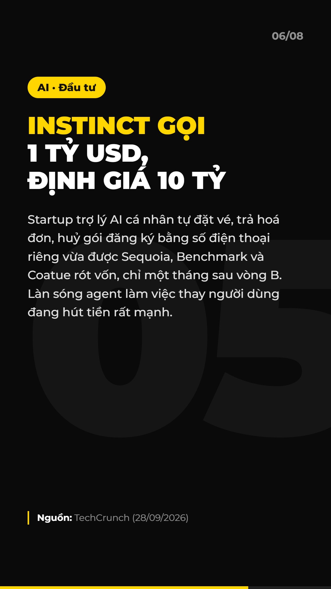 AI Daily 29.09.2026: Claude Sonnet 5.5, OpenAI huỷ GPT-6.1 Astra và 4 tin AI & Marketing đáng chú ý 7 Tin 5: Instinct gọi vốn 1 tỷ USD, định giá 10 tỷ USD
