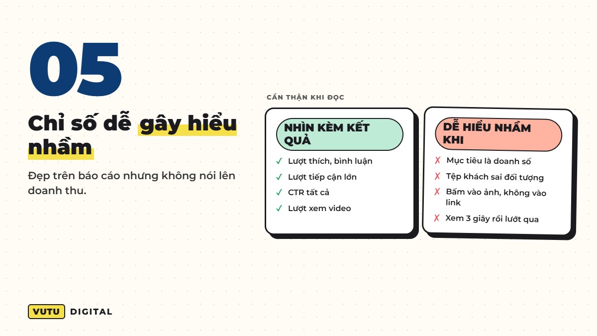 Đọc báo cáo quảng cáo Facebook: chỉ số nào thật sự quan trọng? 6 5. Những chỉ số dễ gây hiểu nhầm