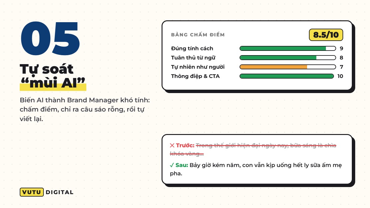 Prompt 5: AI tự chấm điểm và soát giọng văn