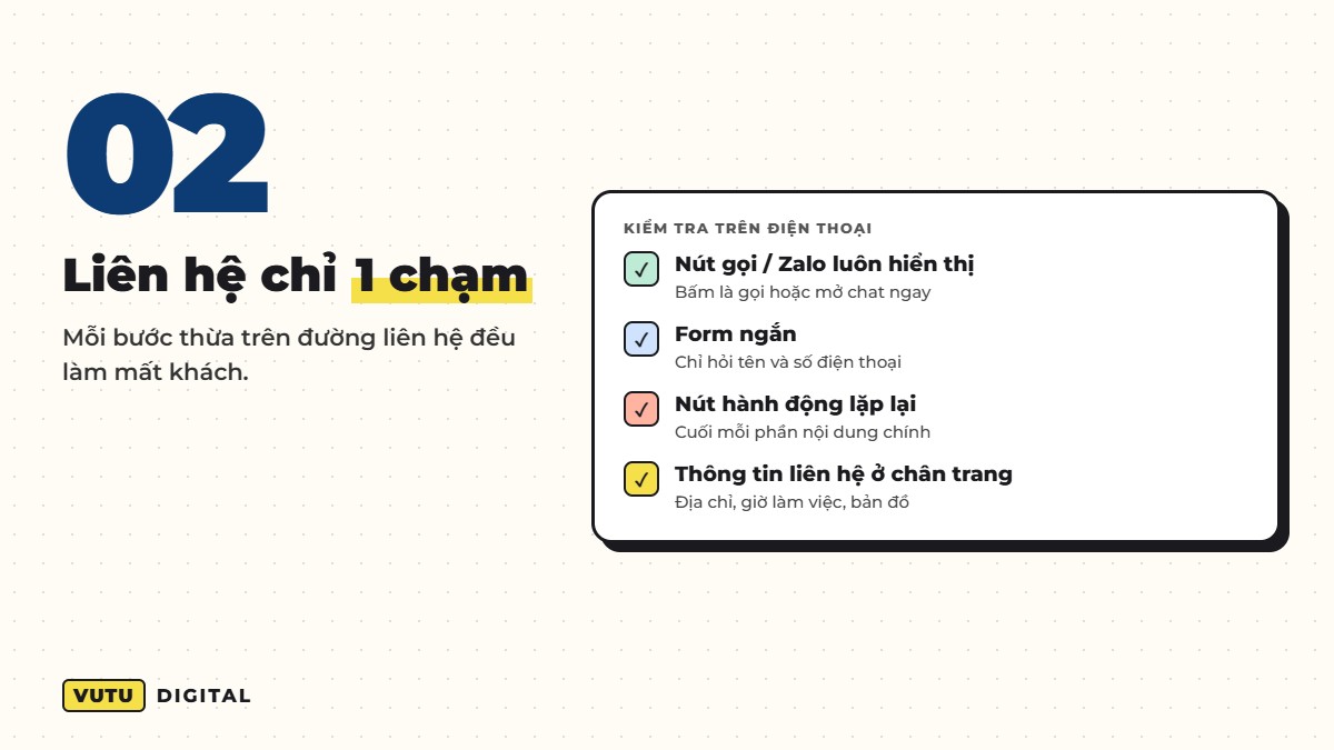 2. Đường đến liên hệ phải thật ngắn