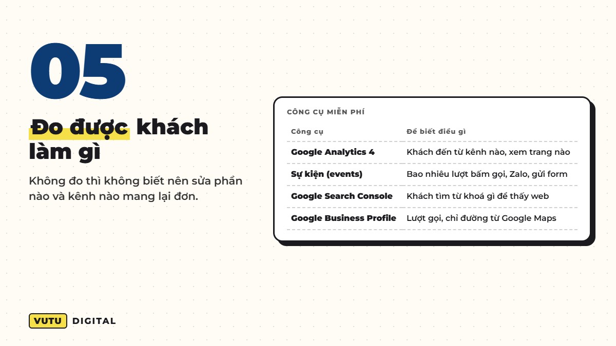 5. Đo được khách đến từ đâu và làm gì