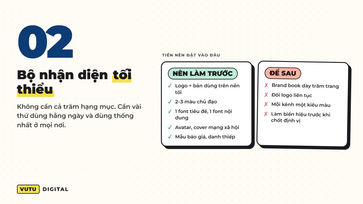 Bước 2: Bộ nhận diện tối thiểu – ít nhưng đồng bộ