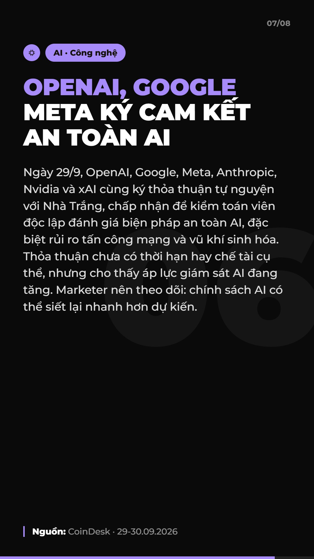 AI Daily 01.10.2026: Shopee & TikTok Shop chiếm 98% thị trường, OpenAI ra mắt Dots và 4 tin AI & Marketing đáng chú ý 8 Tin 6: OpenAI, Google, Meta ký cam kết an toàn AI với Nhà Trắng