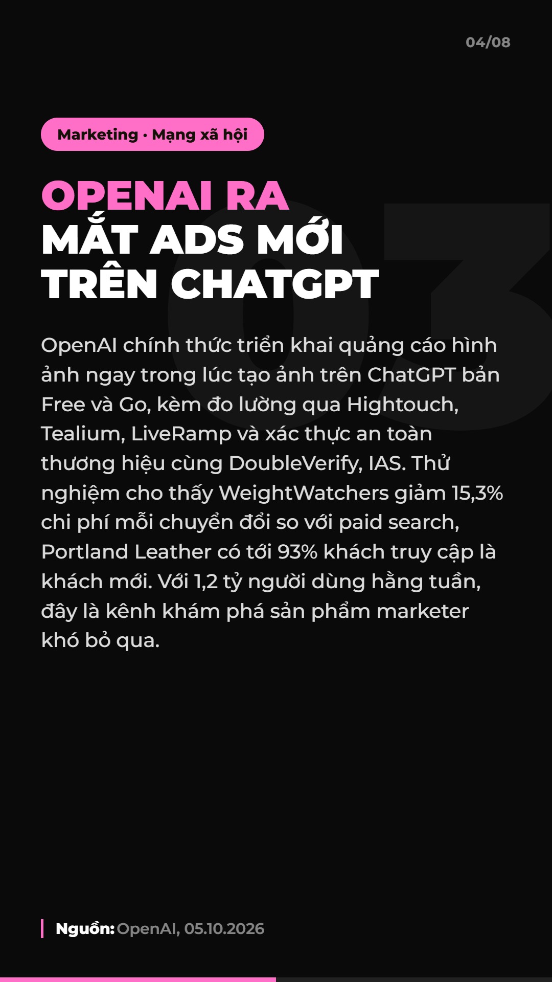 AI Daily 06.10.2026: Sàn TMĐT tăng phí, TikTok mở Ads Network và 4 tin AI & Marketing đáng chú ý 5 Tin 3: OpenAI ra mắt quảng cáo hình ảnh mới trên ChatGPT