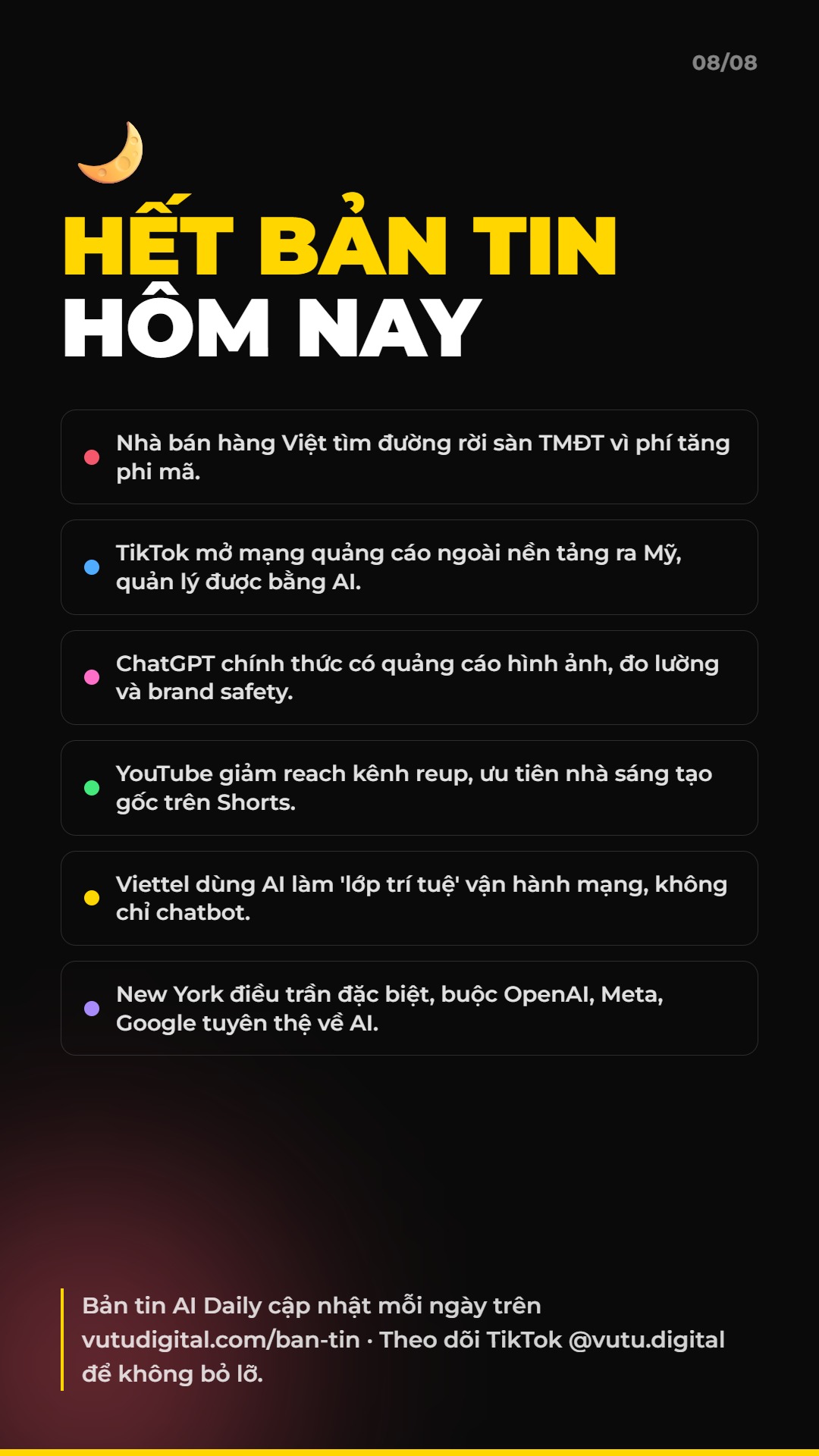 AI Daily 06.10.2026: Sàn TMĐT tăng phí, TikTok mở Ads Network và 4 tin AI & Marketing đáng chú ý 9 AI Daily 06.10.2026 - Hết bản tin hôm nay