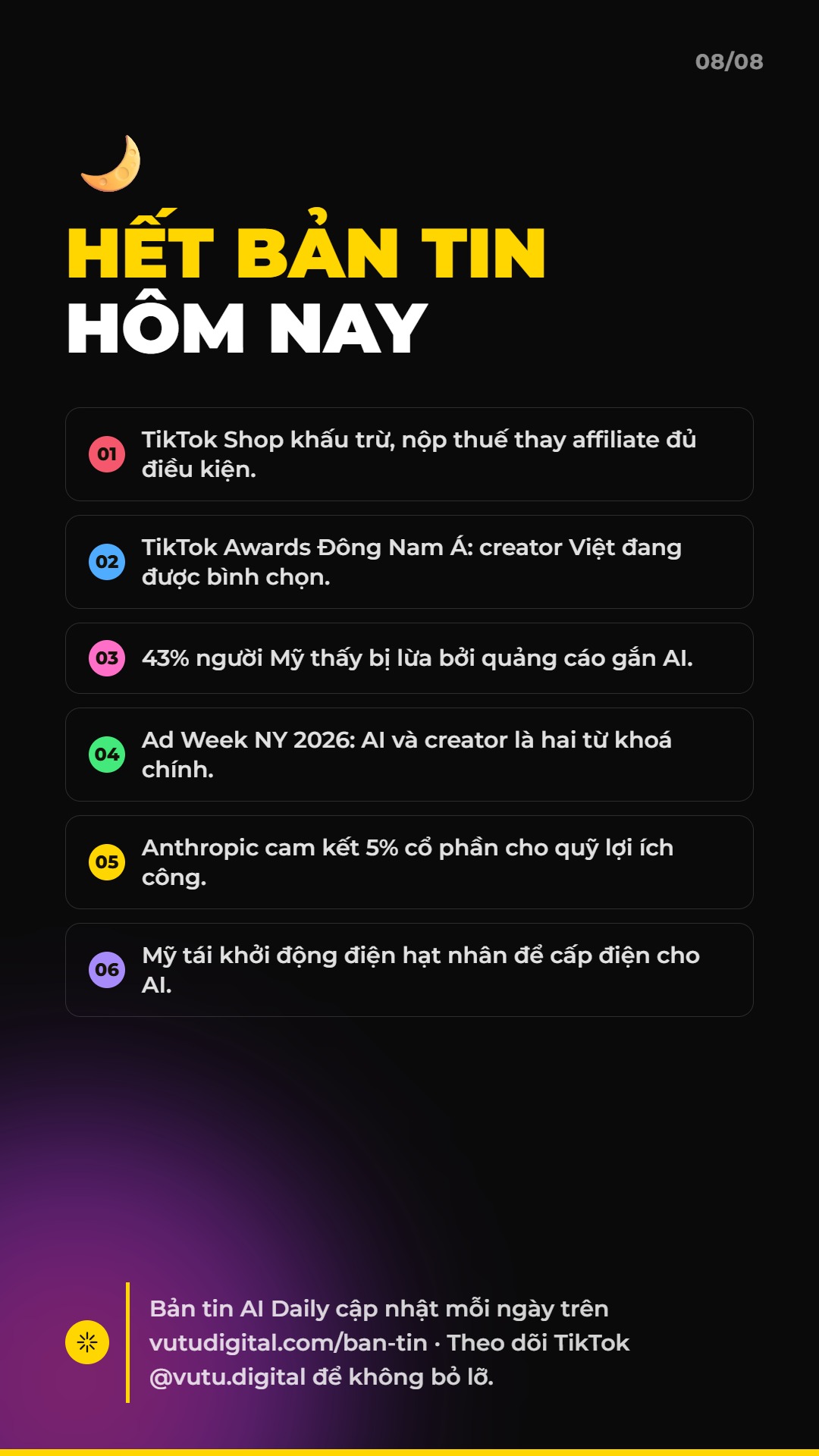AI Daily 18.10.2026: TikTok Shop nộp thuế thay affiliate, Anthropic lập quỹ lợi ích và 4 tin AI & Marketing đáng chú ý 9 Tổng kết bản tin AI Daily 18.10.2026