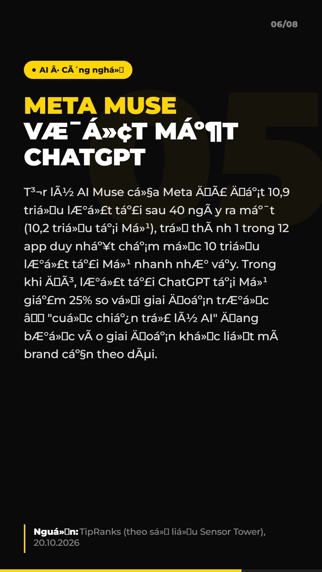 AI Daily 21.10.2026: Muse vượt ChatGPT, Getty Images phá sản và 4 tin AI & Marketing đáng chú ý 7 Tin 5: Meta Muse vượt mặt ChatGPT