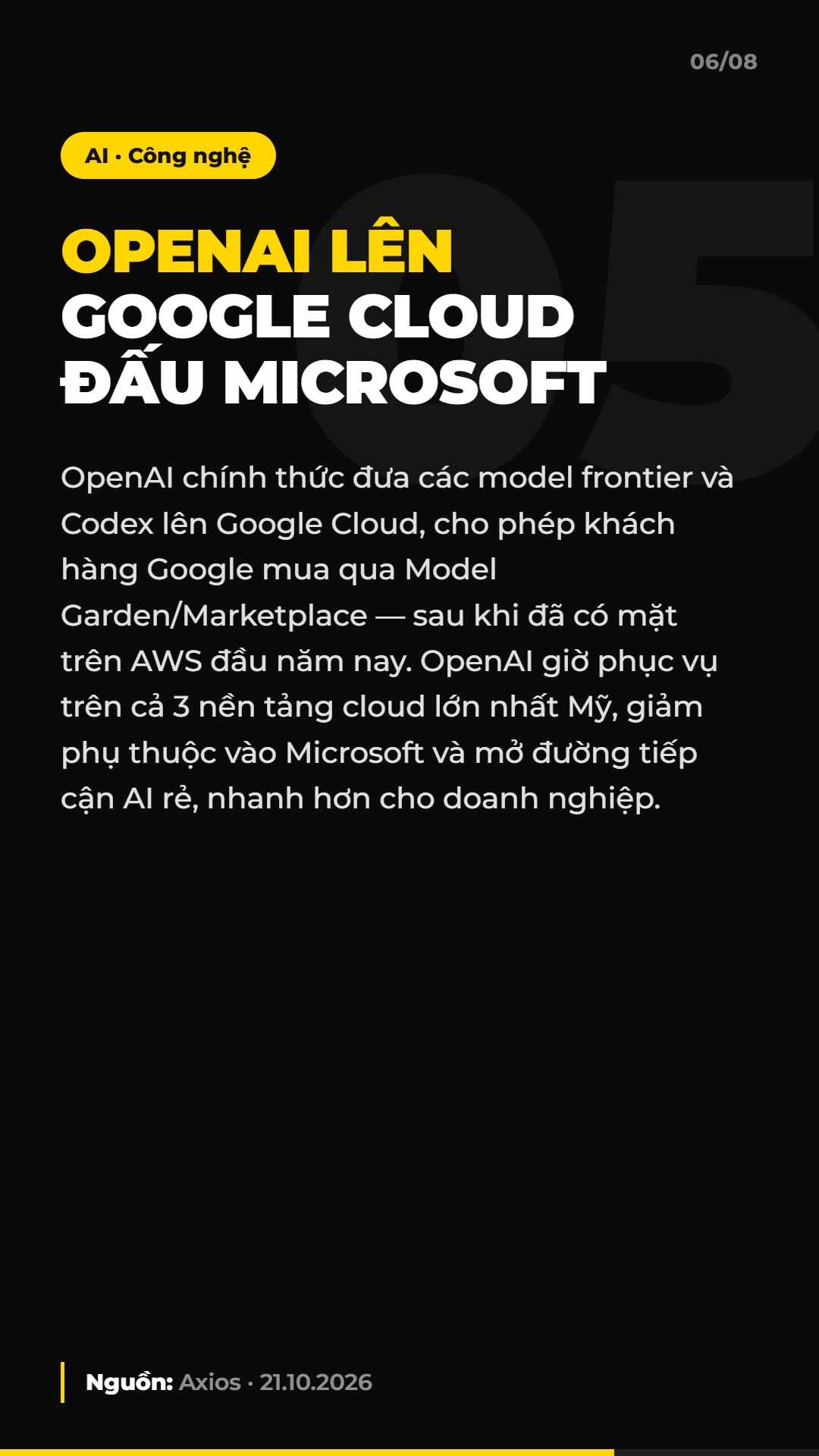 AI Daily 22.10.2026: Sơn Tùng M-TP làm đại sứ OPPO, OpenAI lên Google Cloud và 4 tin AI & Marketing đáng chú ý 7 Tin 5: OpenAI lên Google Cloud, đấu Microsoft