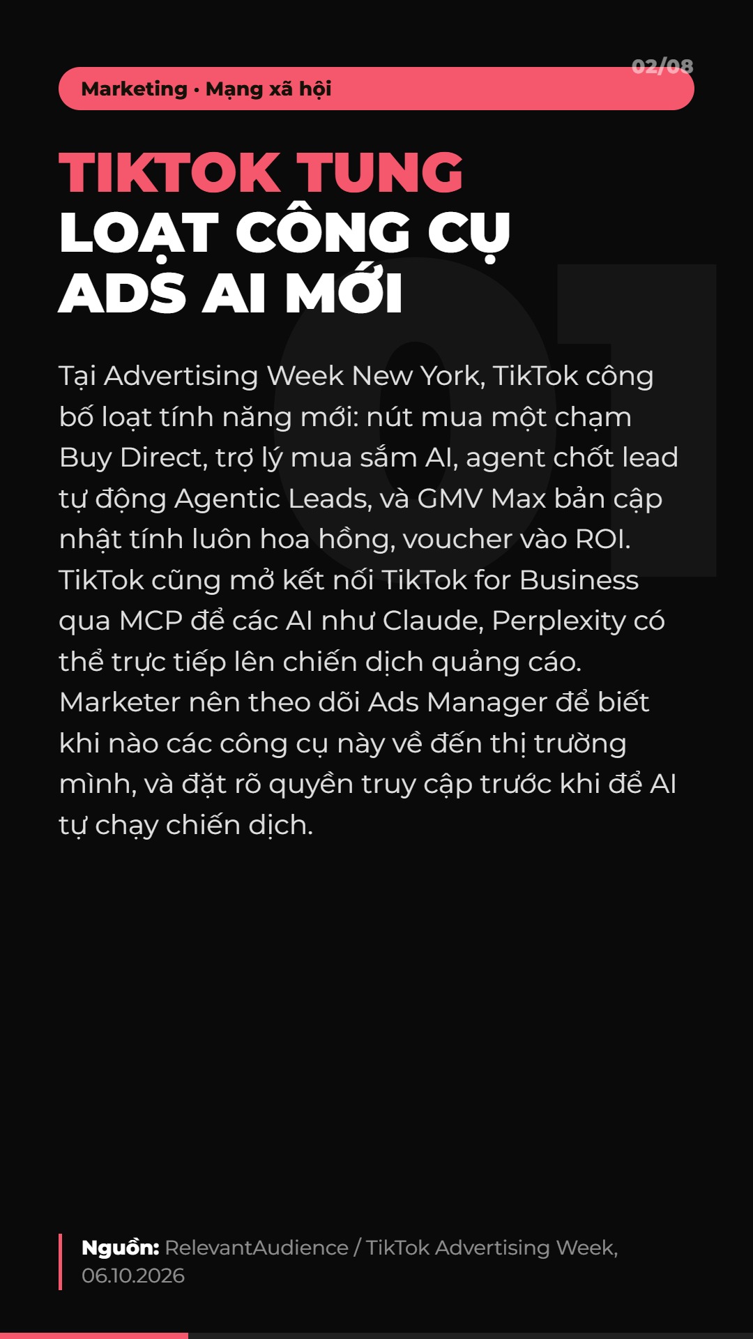 AI Daily 23.10.2026: TikTok tung công cụ ads AI, Claude Duet ra mắt và 4 tin AI & Marketing đáng chú ý 3 Tin 1: TikTok tung loạt công cụ ads AI mới tại Advertising Week New York