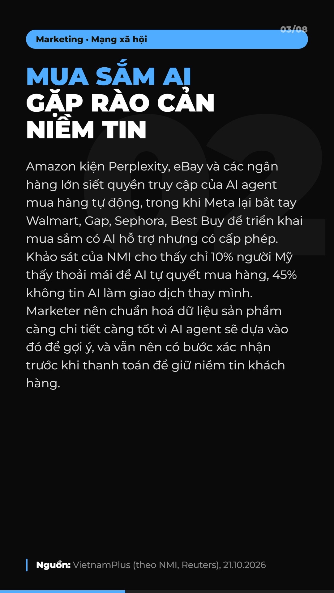 AI Daily 23.10.2026: TikTok tung công cụ ads AI, Claude Duet ra mắt và 4 tin AI & Marketing đáng chú ý 4 Tin 2: Mua sắm AI gặp rào cản niềm tin từ doanh nghiệp và người dùng