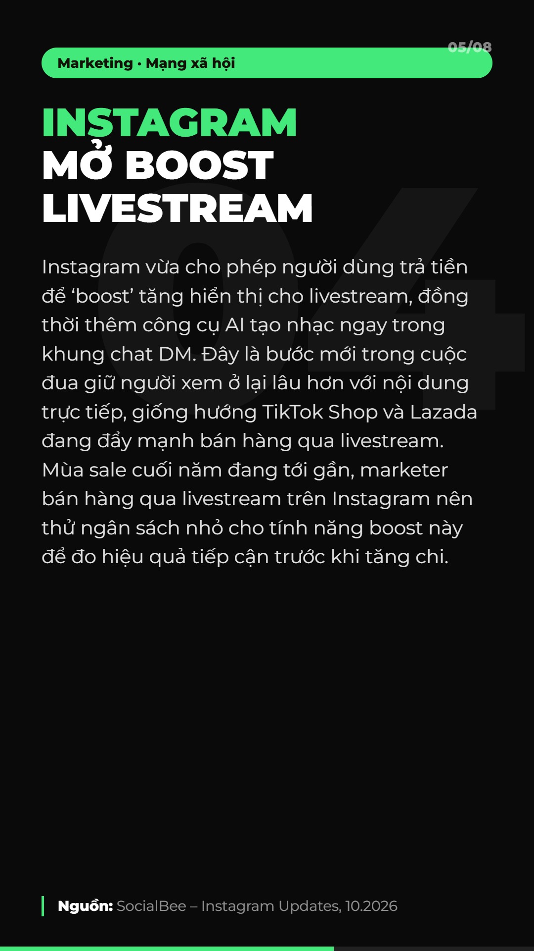 AI Daily 23.10.2026: TikTok tung công cụ ads AI, Claude Duet ra mắt và 4 tin AI & Marketing đáng chú ý 6 Tin 4: Instagram mở tính năng trả tiền boost livestream