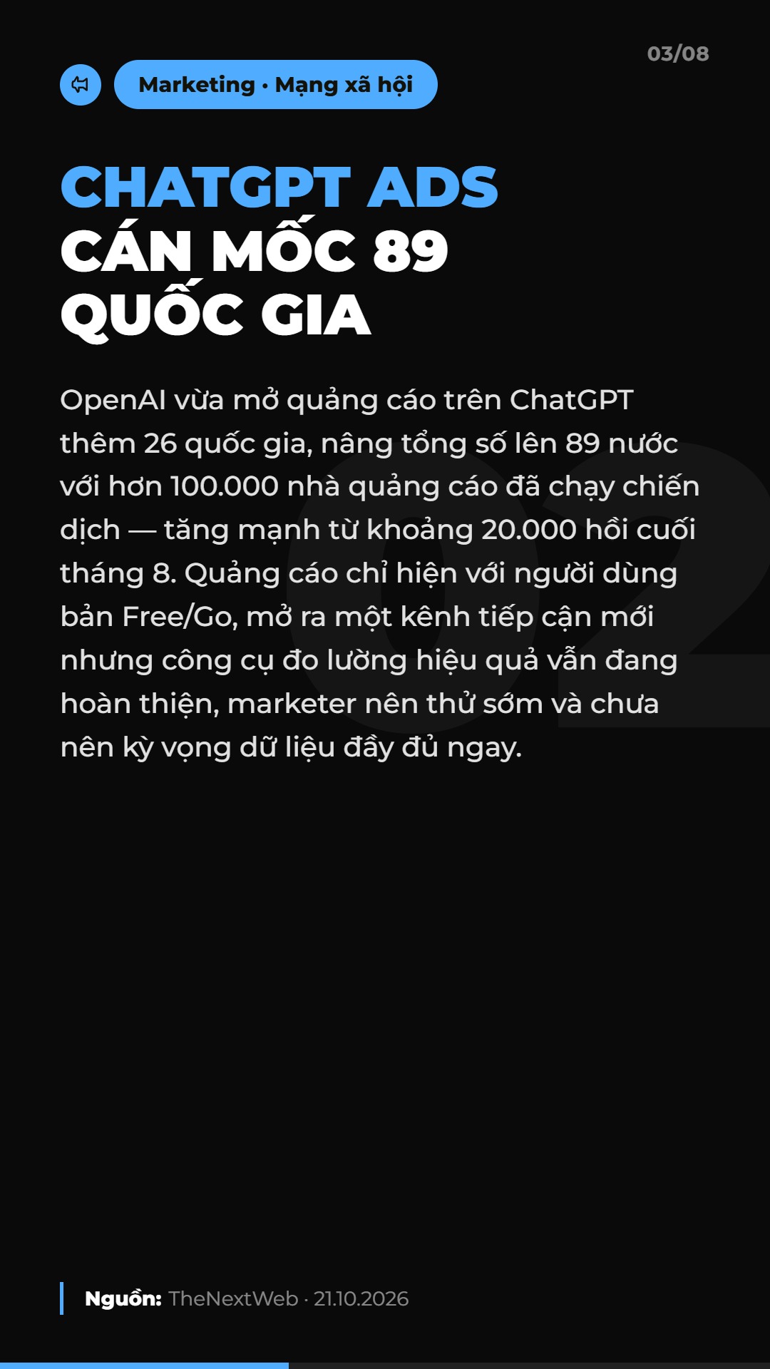 AI Daily 24.10.2026: ChatGPT Ads cán mốc 89 quốc gia, FPT AI Factory có lãi và 4 tin AI & Marketing đáng chú ý 4 Tin 2: ChatGPT Ads cán mốc 89 quốc gia