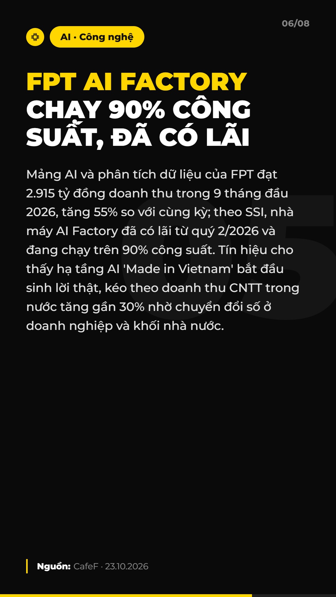 AI Daily 24.10.2026: ChatGPT Ads cán mốc 89 quốc gia, FPT AI Factory có lãi và 4 tin AI & Marketing đáng chú ý 7 Tin 5: FPT AI Factory chạy 90% công suất, đã có lãi