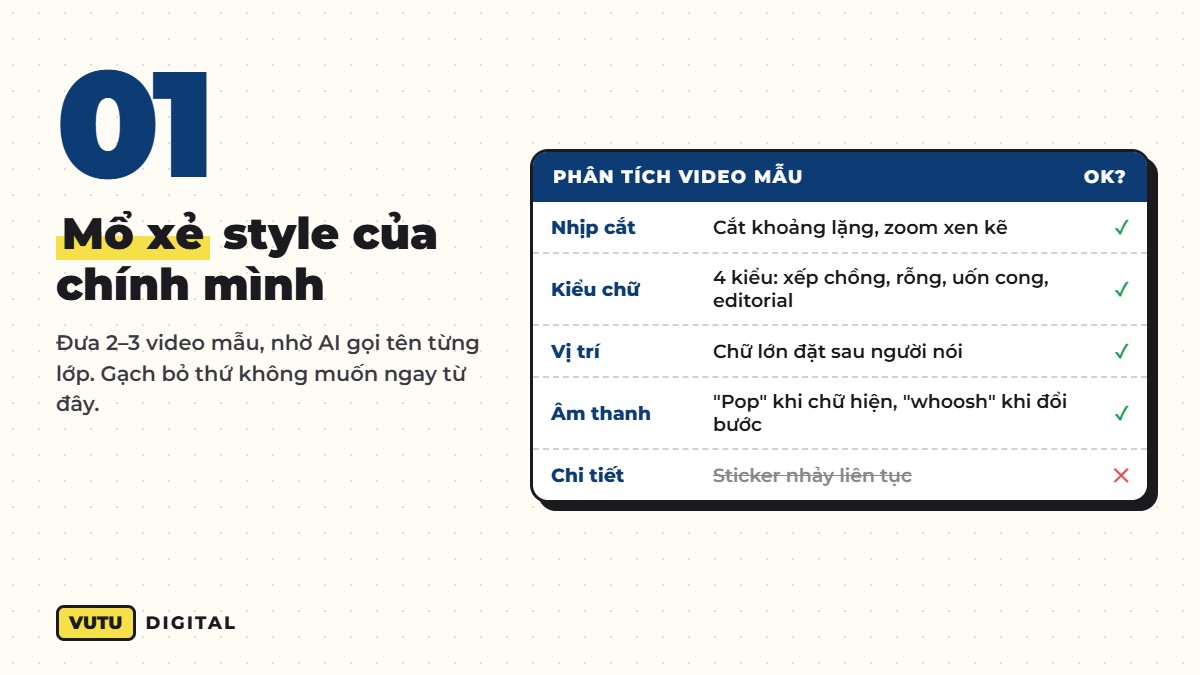 Bước 1: nhờ AI phân tích style edit video mẫu