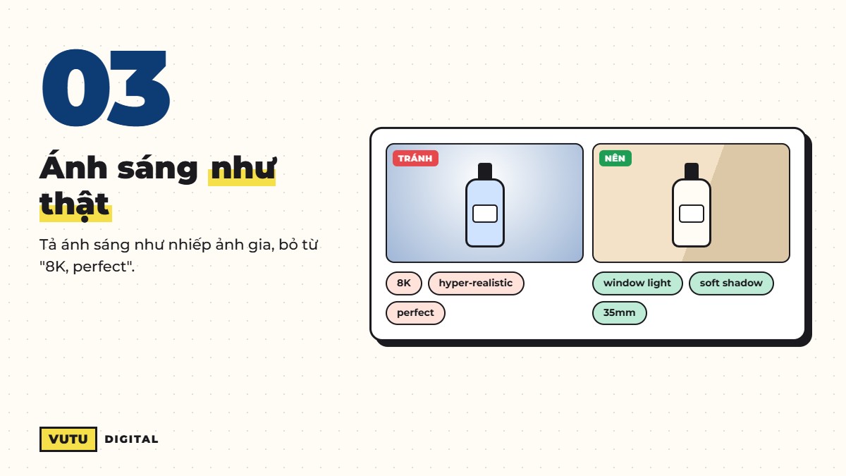 Cách viết prompt tạo ảnh quảng cáo bằng Gemini không bị "ảo" (7 bước) 5 Prompt ánh sáng tự nhiên cho ảnh quảng cáo Gemini