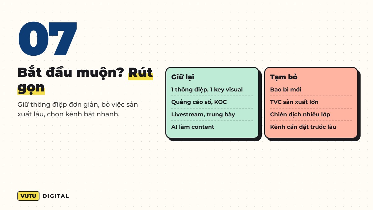 Phương án rút gọn kế hoạch marketing Tết 2027 khi bắt đầu muộn